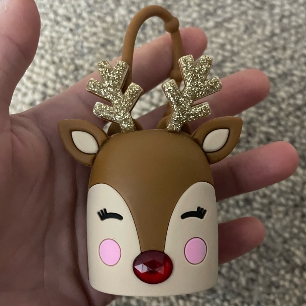 Rare Bath and Body Works Pocketbac Hand Sanitizer Holder Reindeer Rudolph